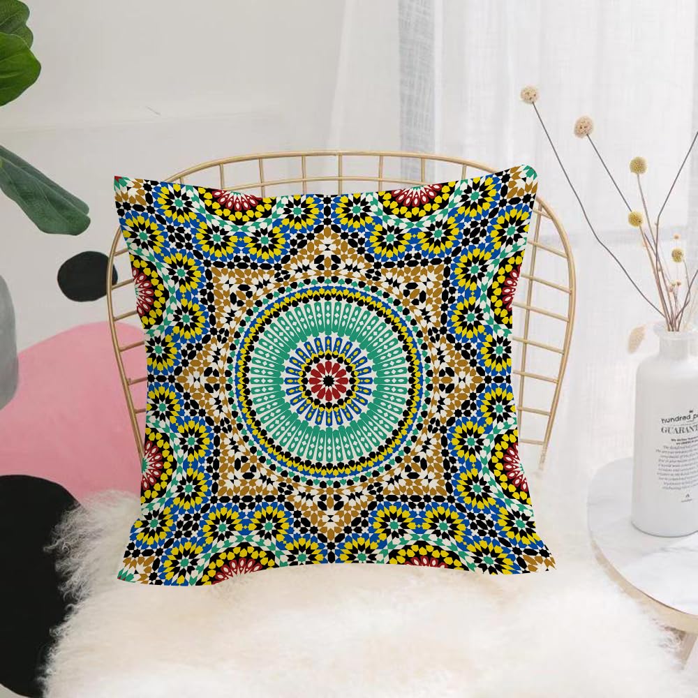Hyosxw Moroccan Decor, Decorative Wall Tiles In Arc - A10 Cushion Cover,Throw Pillow Case Home Decorative For Living Room Bedroom Sofa Chair 18X18 Inch,Moroccan Decor, Decorative Wall Tiles In Architectural Glaze,Pillowcase 45X45cm