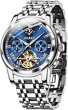 OLEVS Men's Luxury Waterproof Automatic Mechanical Watch Moon Phase Chronograph Stainless Steel Night Light Watch