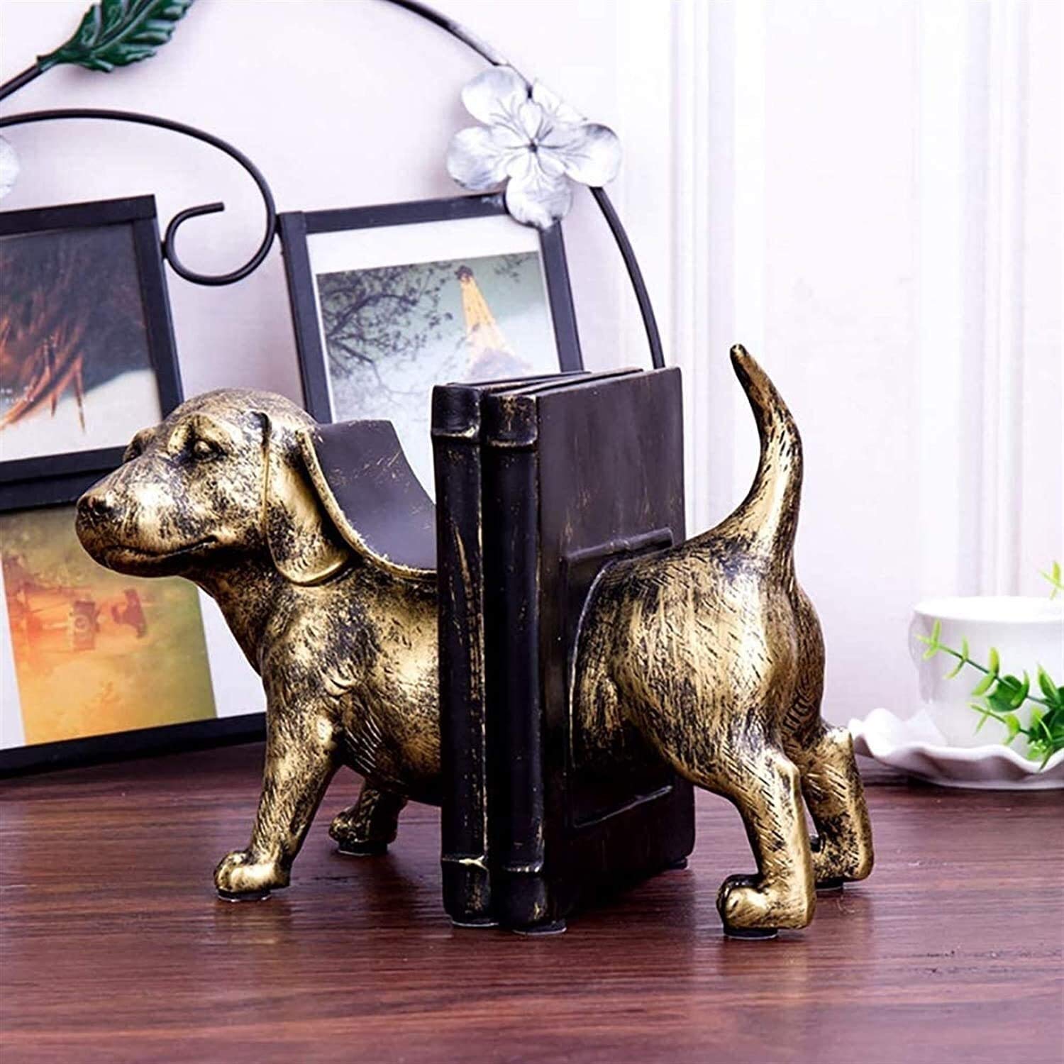 Serre-livres de décoration créatif, serre-livres décoratifs vintage, serre-livres décoratifs en forme de chien, décoration d'étagère, salon, chambre à coucher, décoration d'étagère