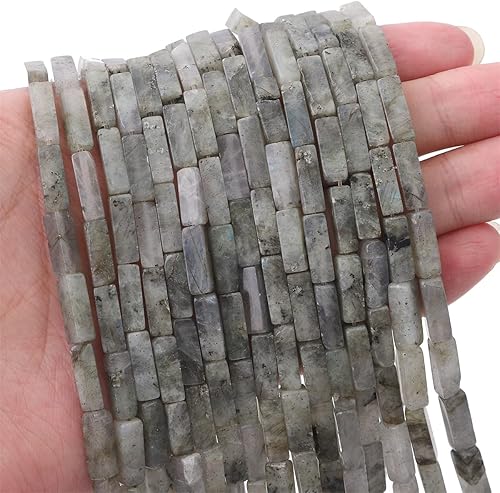 Miniatura 3 de BEADIA - Cuentas de tubo de spectrolita natural rectangulares 4x13mm 40cmhebra de piedras para hacer joyas