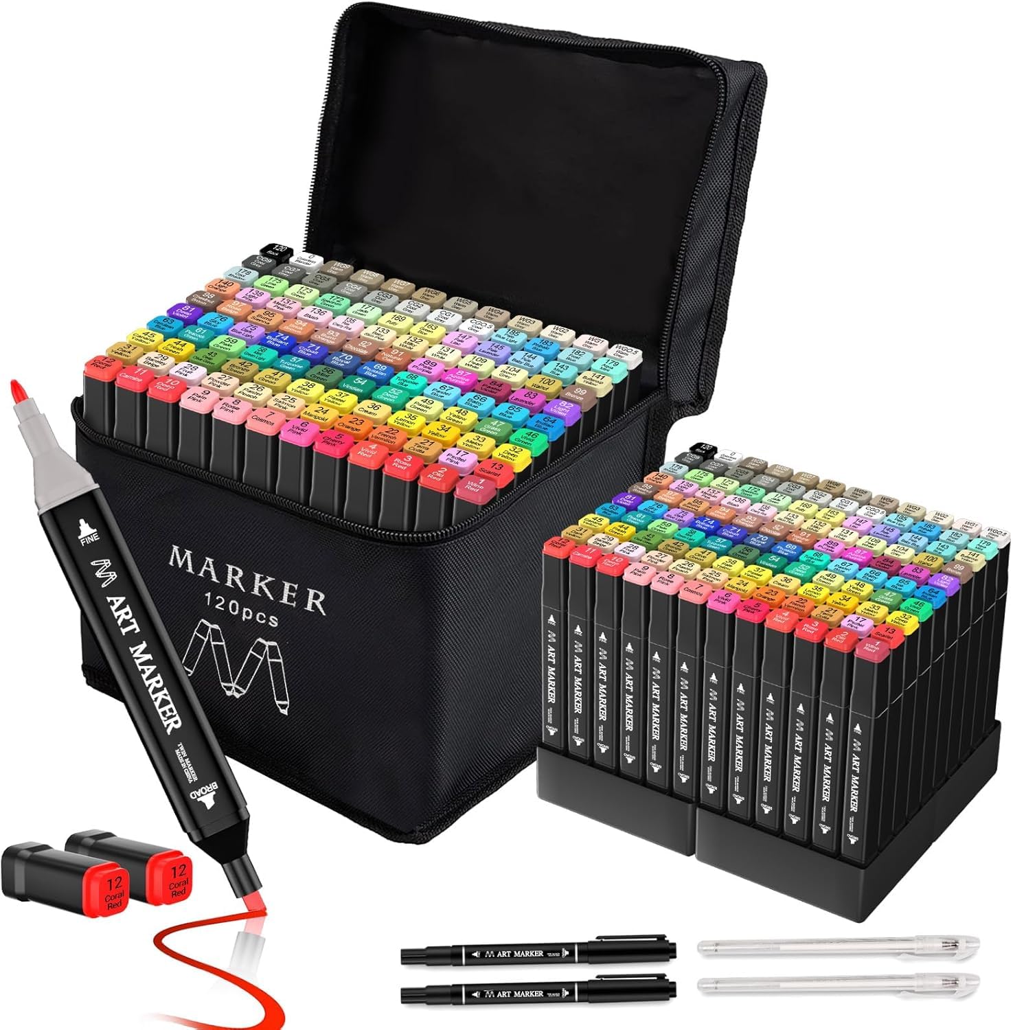 120 Feutres à L'Eau Double Pointe - Crayons De Couleur Pour Dessin, Manga, Coloriage Adulte