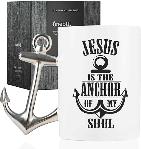 Miniatura 1 de Onebttl Regalos cristianosde Cristoreligiosos con asa de ancla, regalos espirituales, regalos inspiradores de aliento para mujeres, taza de café de
