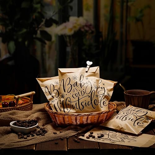 Miniatura 2 de 200 bolsas de galletas Baby It's Cold Outside para galletas, bolsas de papel de barra de cacao caliente, bolsas de chocolate para dulces, bolsas de