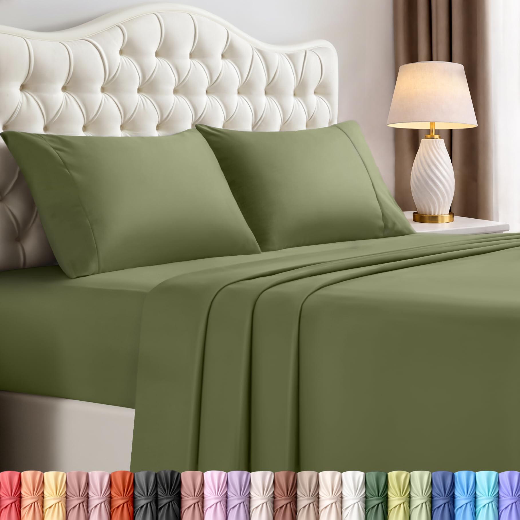 Utopia Bedding 4-delige microvezel laken set (beige, queen