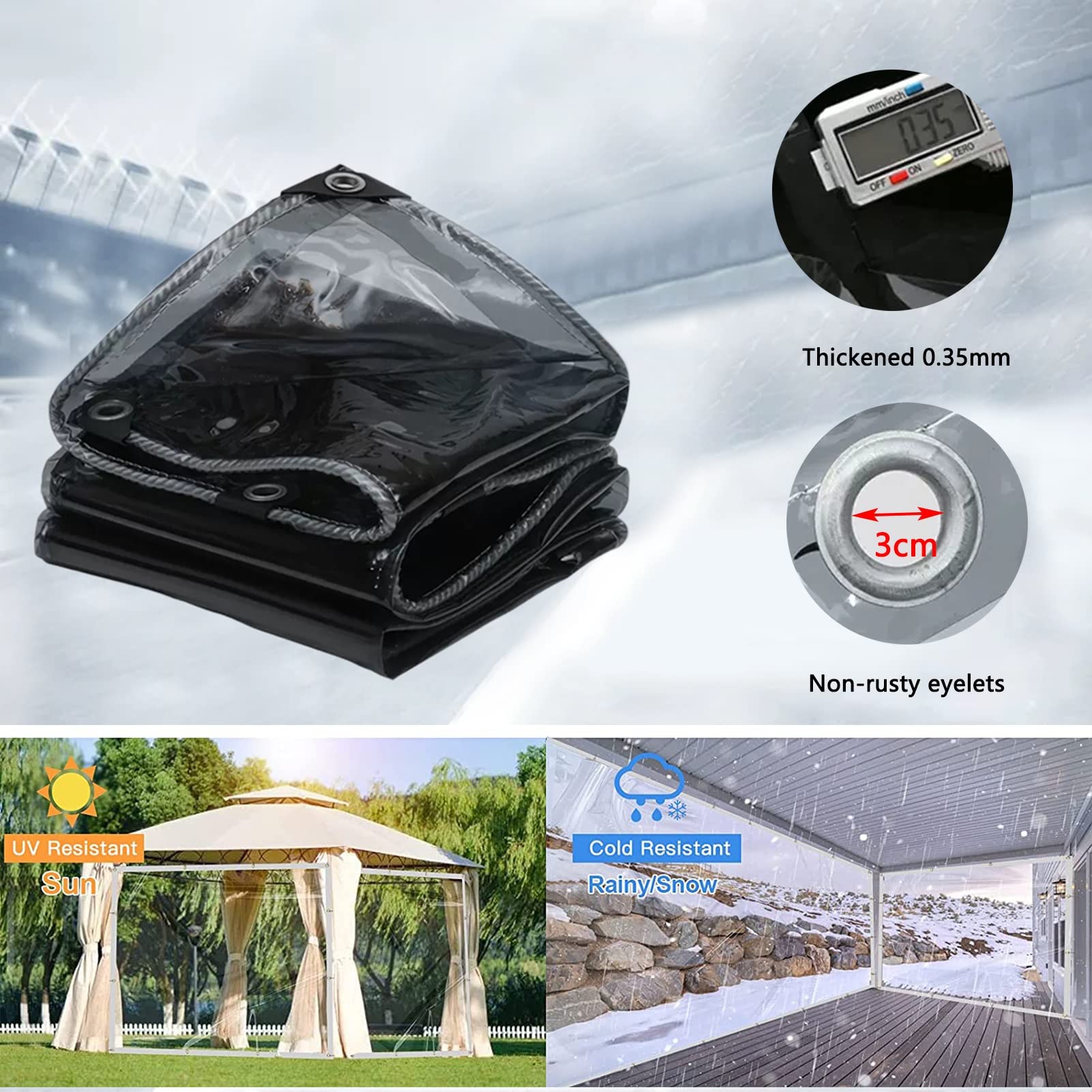 Amazon.co.jp: 透明な防水シートの側面, 屋外の明確なカーテン, PVC