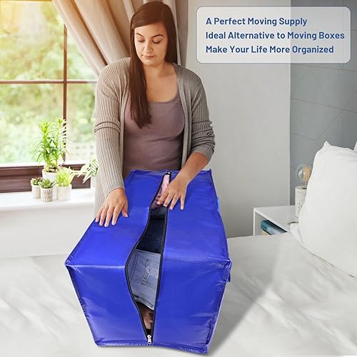 Miniatura 6 de BlissTotes Bolsas de mudanza, suministros de mudanza resistentes y bolsas de almacenamiento, bolsas de embalaje extragrandes, cajas con bolsillos