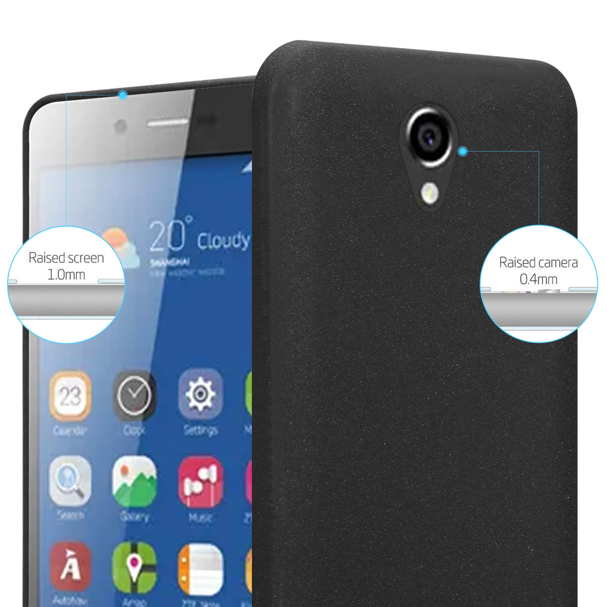 cadorabo Case works with ZTE Blade L7 in FROST BLACK - Shockproof and Scratch Resistant TPU Silicone Cover - Ultra Slim Protective Gel Shell Bumper Back Skin