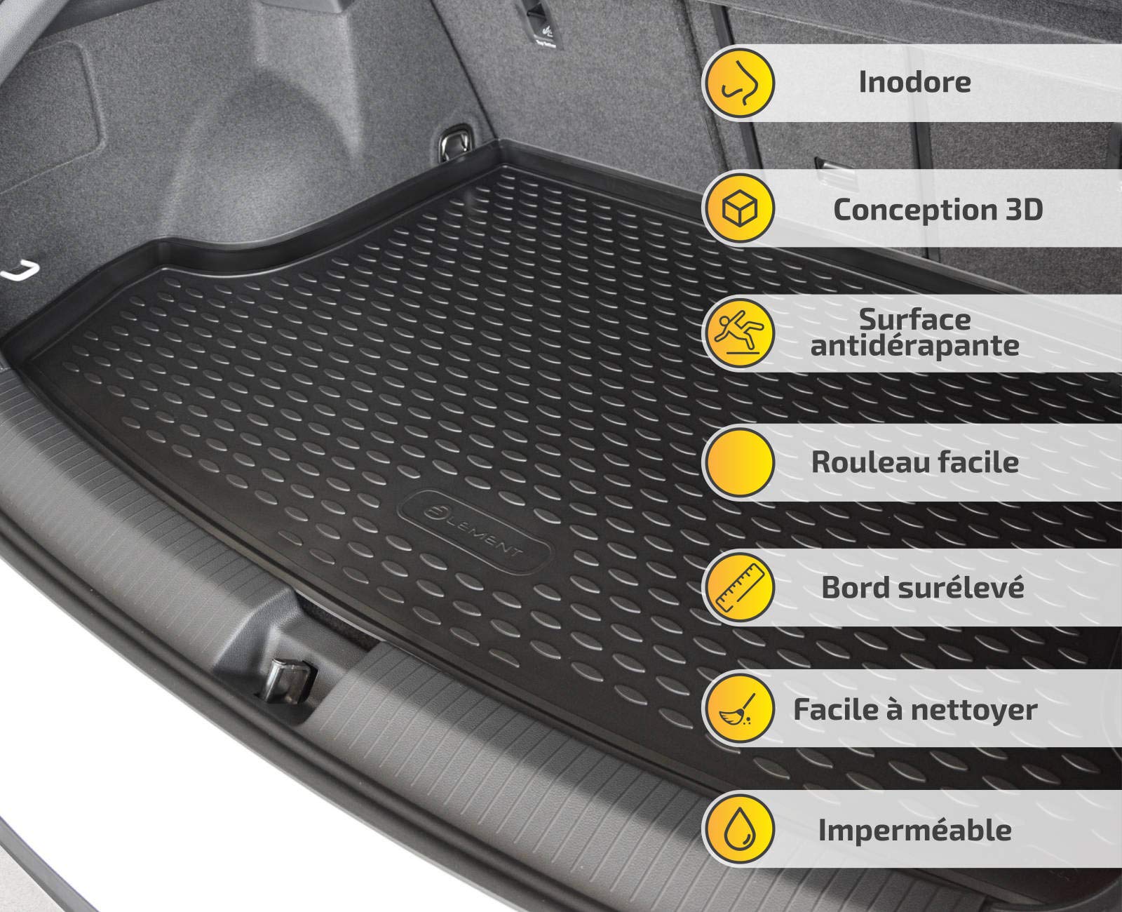 J&J AUTOMOTIVE Vasca Bagagliaio in TPE Gomma per Volkswagen Polo 6 Dal 2017, Proteggi Baule con Bordo Alto 3-5 cm, Antiscivolo, Colore Nero, Premium