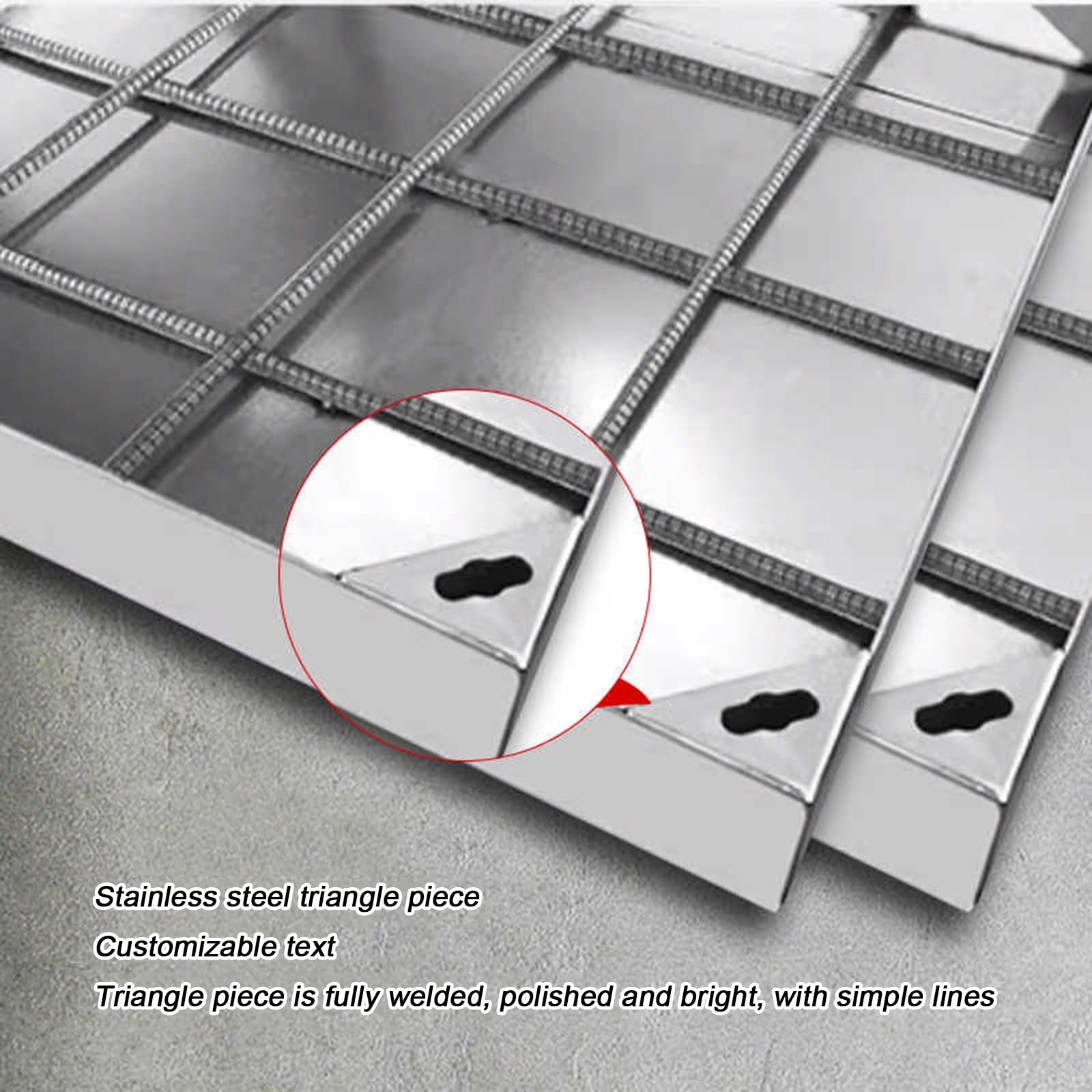 Coperchio e Telaio Invisibili in Acciaio Inox per pozzetto di ispezione, Quadrato 50x50 cm, per Prato Esterno, Fossa settica e vialetto (profondità 8 cm)
