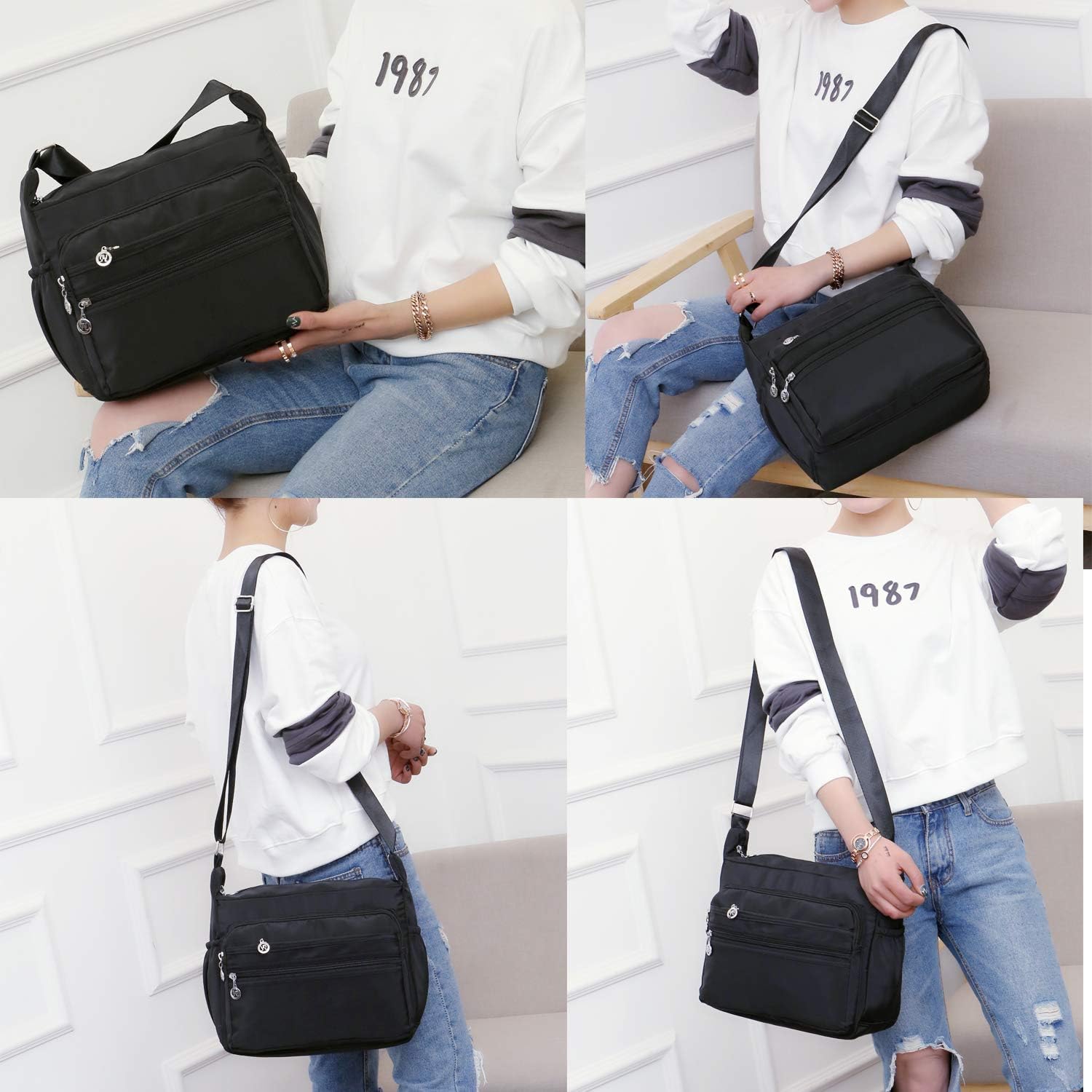 Crossbody Purses for women Multi-Pocket Nylon Shoulder Bags Lightweight Travel Purses Messenger Handbags