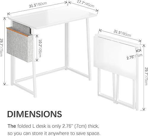 Miniatura 120 de 4NM Escritorio plegable pequeño de 31.6 pulgadas, escritorio plegable de oficina en casa, mesa de estudio para dormitorio pequeño que ahorra natural
