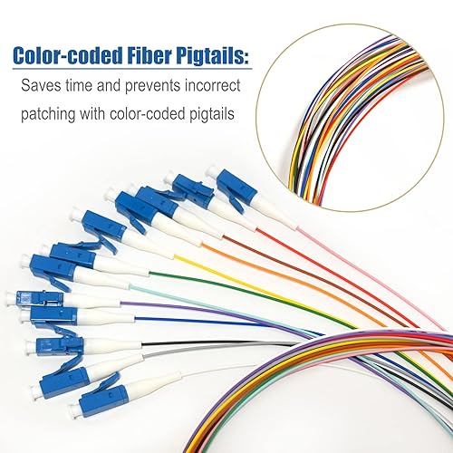 Miniatura 4 de 1.5m (5ft) LC UPC 12 fibras OS2 monomodo manojo fibra óptica coleta, SingleMode 9125 LC-UPC fibra Pigtail