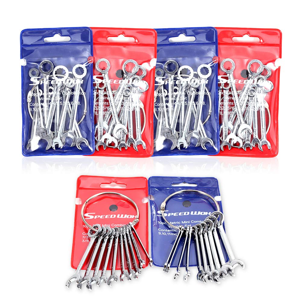 Speedwox Open/Box Mini Combination And End Wrench Set Packs 4Mm-11Mm 5/32"-7/16" Metric And Standard Sae Ignition Wrenches Set Mini Spanner Set With Portable Storage Pouches Size 6