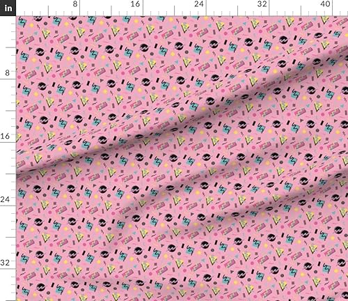Miniatura 4 de Spoonflower Fabric - Retro Geometric 80S 90S Party Post Modern New Wave Pink Shapes Memphis Printed on Petal Cotton Fabric by The Yard - Sewing