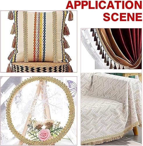 Miniatura 6 de PH PandaHall Cinta de encaje de ciempiés dorado de 27.3 yardas, trenza metálica de 0.315 in, cortina de tela para tapicería, para manualidades,