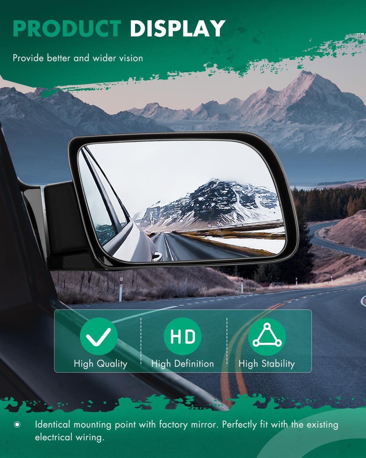 SCITOO Side View Mirror Passenger Side Mirror Fit Compatible with 1992-1994 for Chevy Blazer 1999 for Chevy Tahoe for GMC Jimmy 1988-1998 for GMC Pickup Truck/Suburban/Yukon Power 15764758