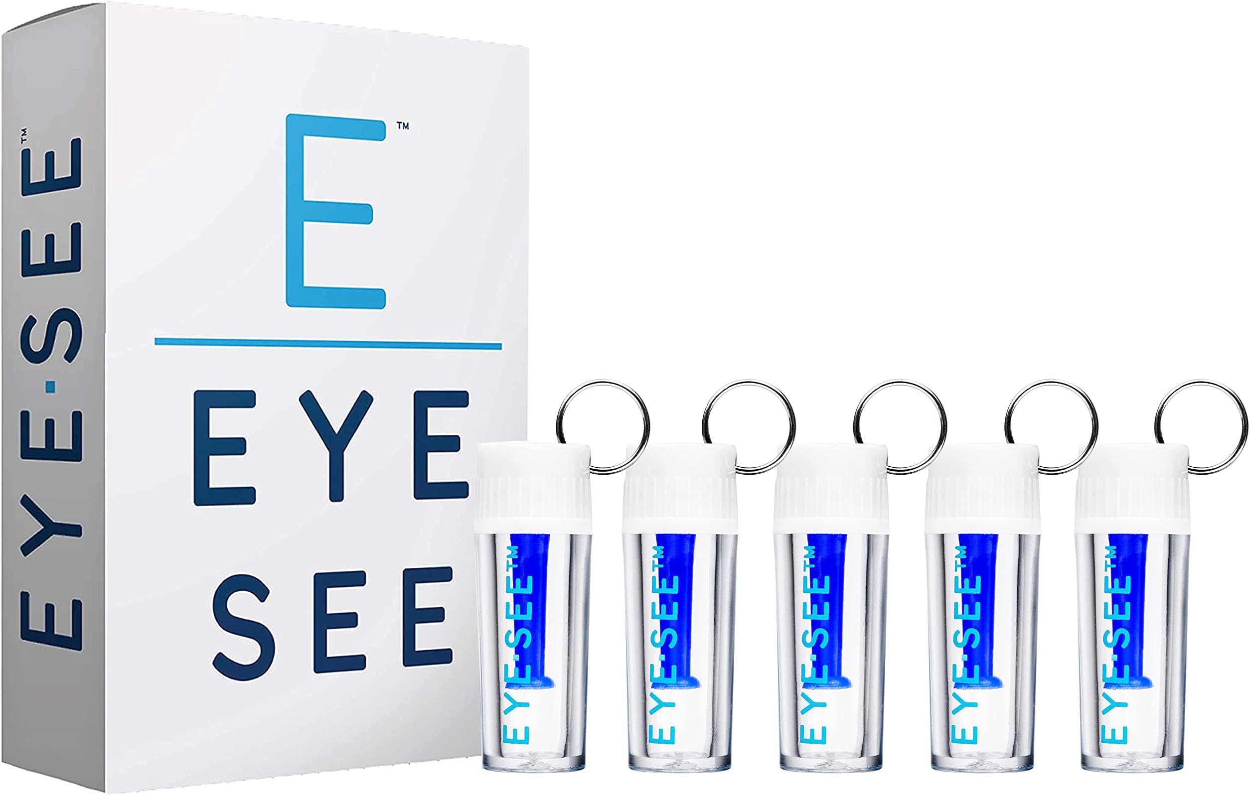 EyeSee Hard Contact Lens Remover and Applicator Solid RGP Plunger w/Keyring Attachment- Allows for Easy Removal/Application of Sclera Contacts - Box of 5 (Blue)