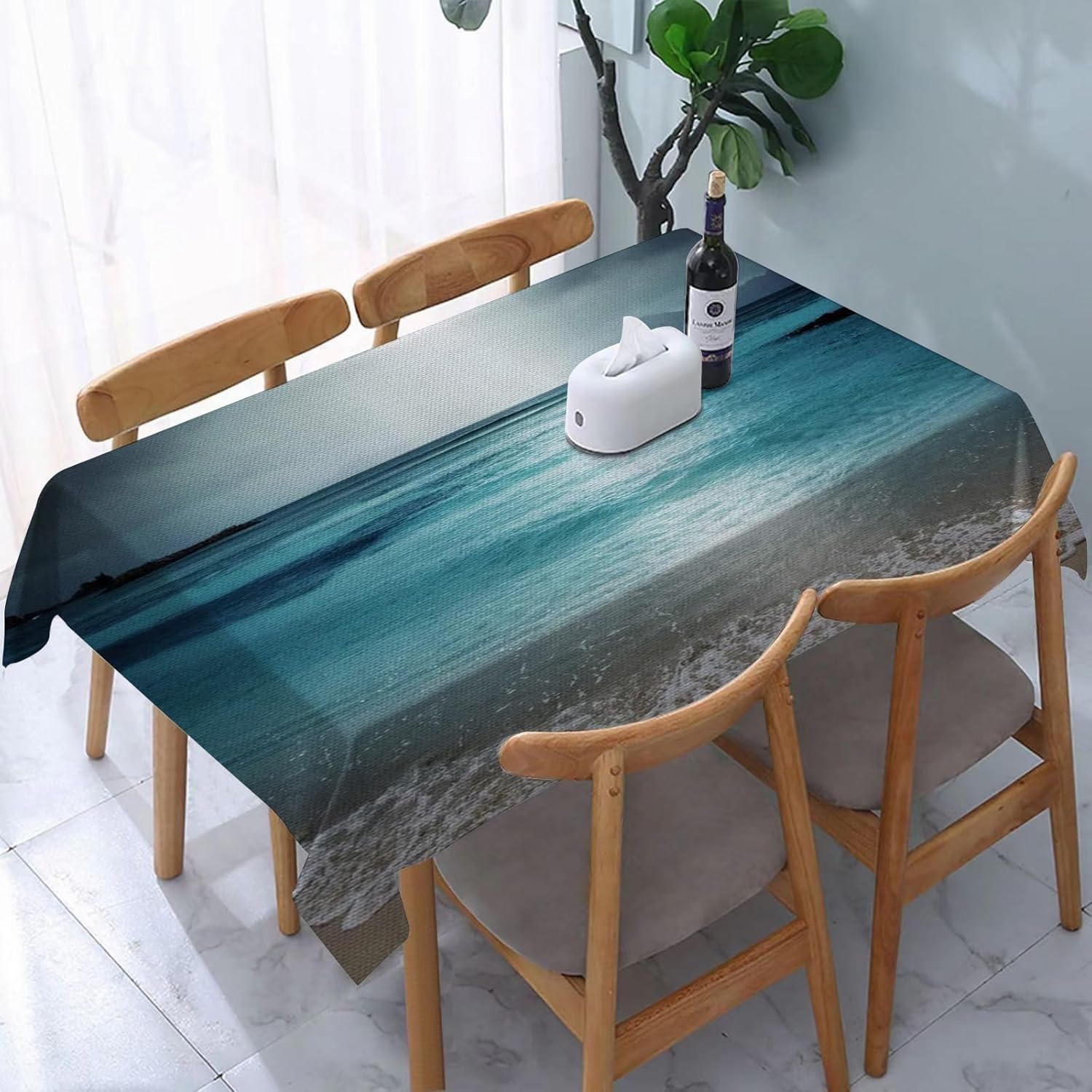 Tischdecke Outdoor Meer Tischdecken Abwaschbar 3D Meer Tischtuch Wasserdicht Wetterfest für Party Biertisch, 140x300 cm Q.P1980