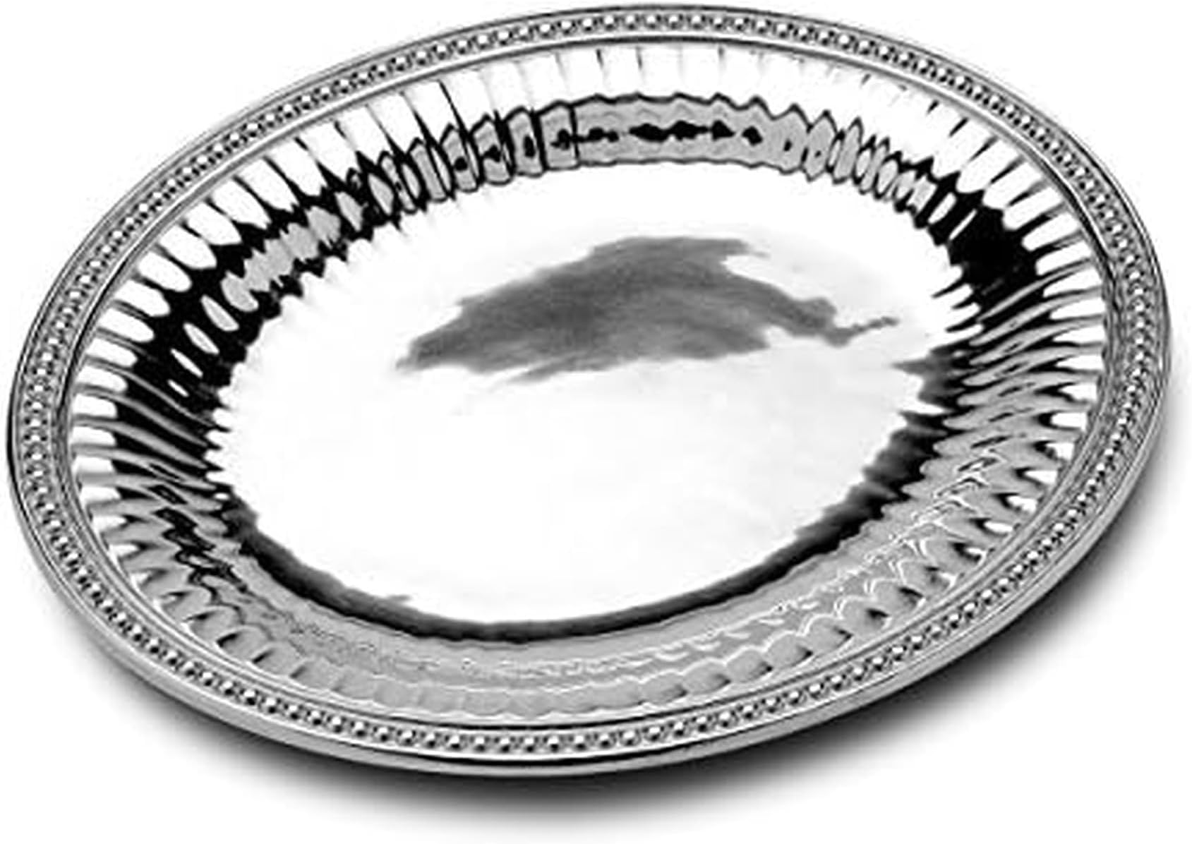 Wilton ArmetaleFlutes and Pearls Oval Serving Tray, 15.5-Inch-by-17.75-Inch