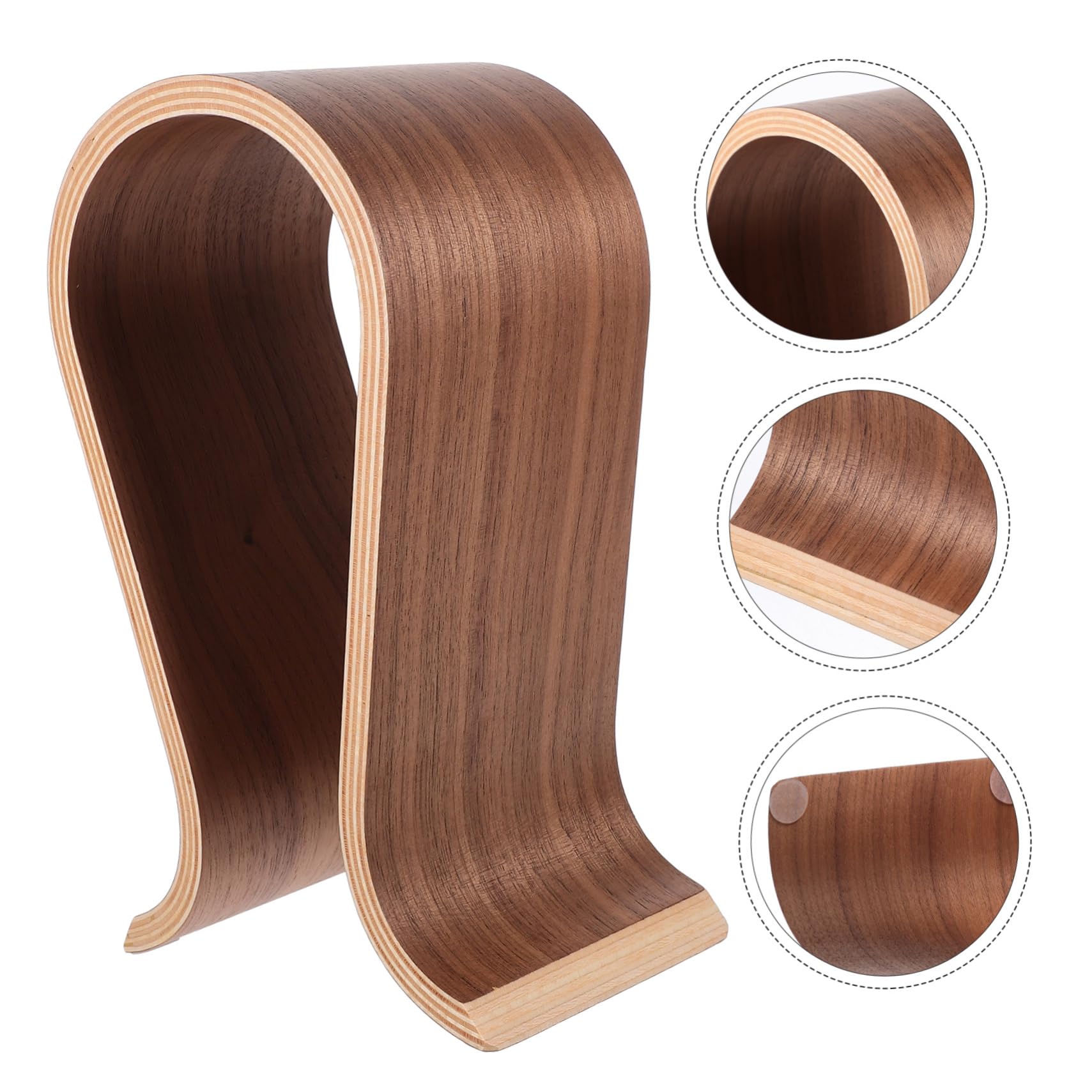 Lurrose Stand per Cuffie in Legno U Supporto da Tavolo per Auricolari Gancio per Cuffie Compatibile la Maggior Parte dei Modelli Design Anti-foratura Facile da Usare e Organizza lo Spazio