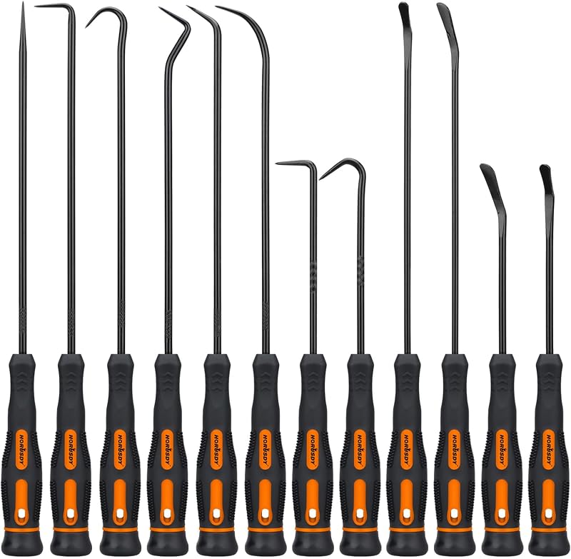 HORUSDY 12-Piece Precision Hook and Pick Set, Car Auto Oil Seal/O-Ring Seal Gasket Pick, Precision Hooks Puller Remover