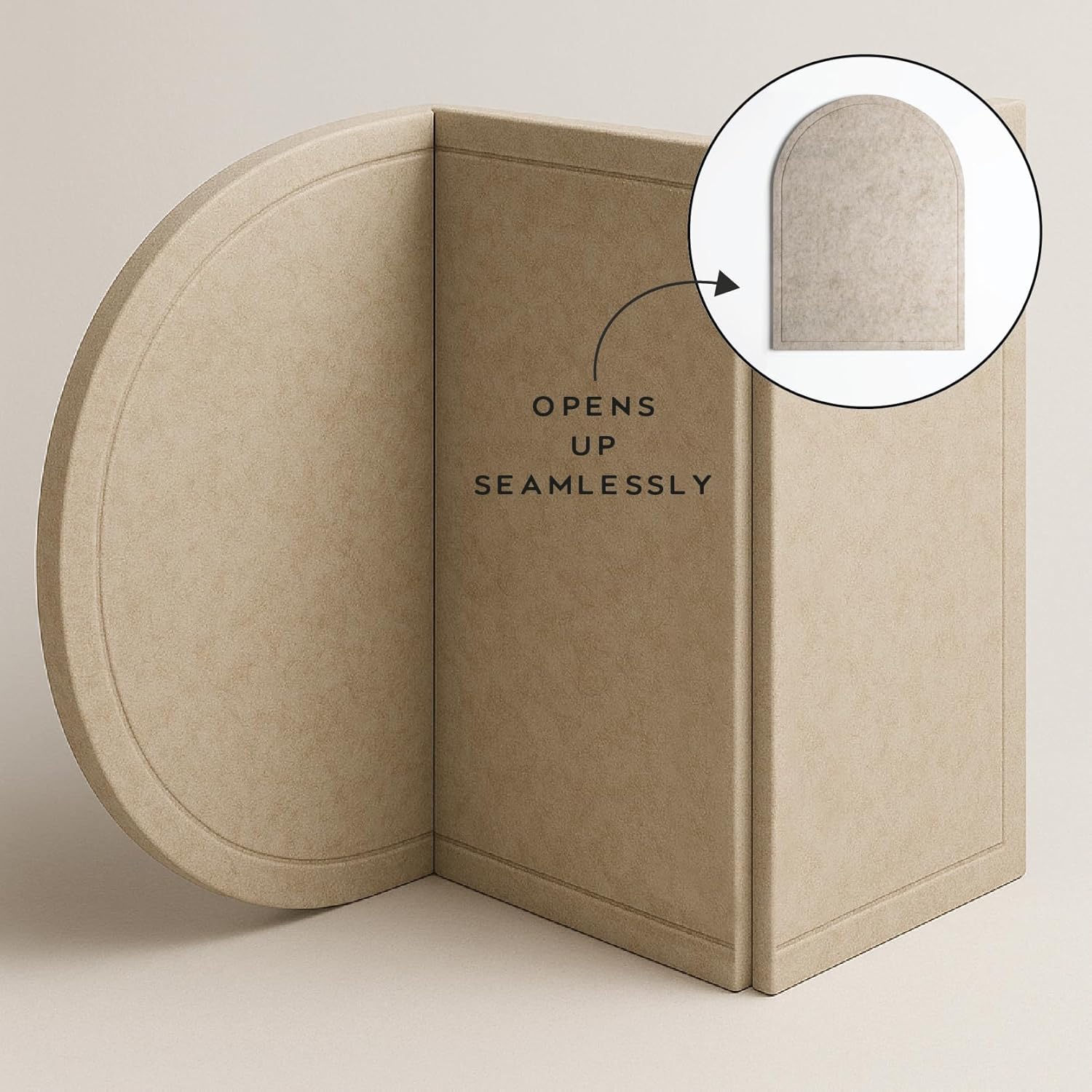 Orelle Arch Felt Bulletin Board | Foldable Peel and Stick Felt Board for Wall | Alternative Cork Board for Office, Vision Board, Kids Art Display | Arched Wall Decor | 23 x 31”| Beige