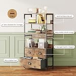 Vermess Bookshelf with Drawers, Industrial Tall Bookcase, 4 Storage Display Shelves Bedroom, Bedroom Shelving Unit, Steel Frame, for Living Room, Home Office, Vintage