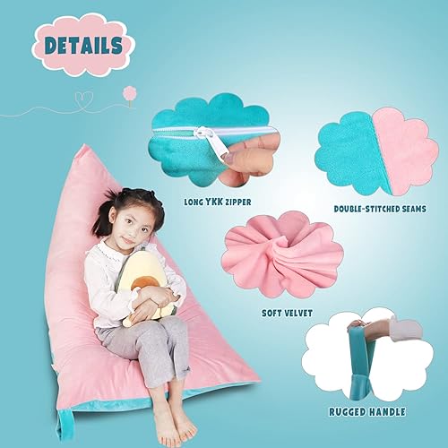 Miniatura 42 de LOLOMLO Funda para puf de almacenamiento de animales de peluche, terciopelo rosa, organizador de asiento para niños, adolescentes y adultos, sofá