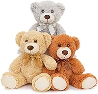 MaoGoLan 3-Pack 13.5" Bulk Soft Teddy Bears - Tan, Dark Brown, Gray | Cuddly Stuffed Animals for Baby Showers, Weddings, Parties