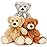 MaoGoLan 3 Pieces Bulk Teddy Bears Stuffed Animals Baby Shower, Soft Small Stuffed Teddy Bears in Bulk, 13.5 Cuddly Mini Teddy Bears Centerpiece,Wedding,Party,Engagement,Tan,Dark Brown,Gray