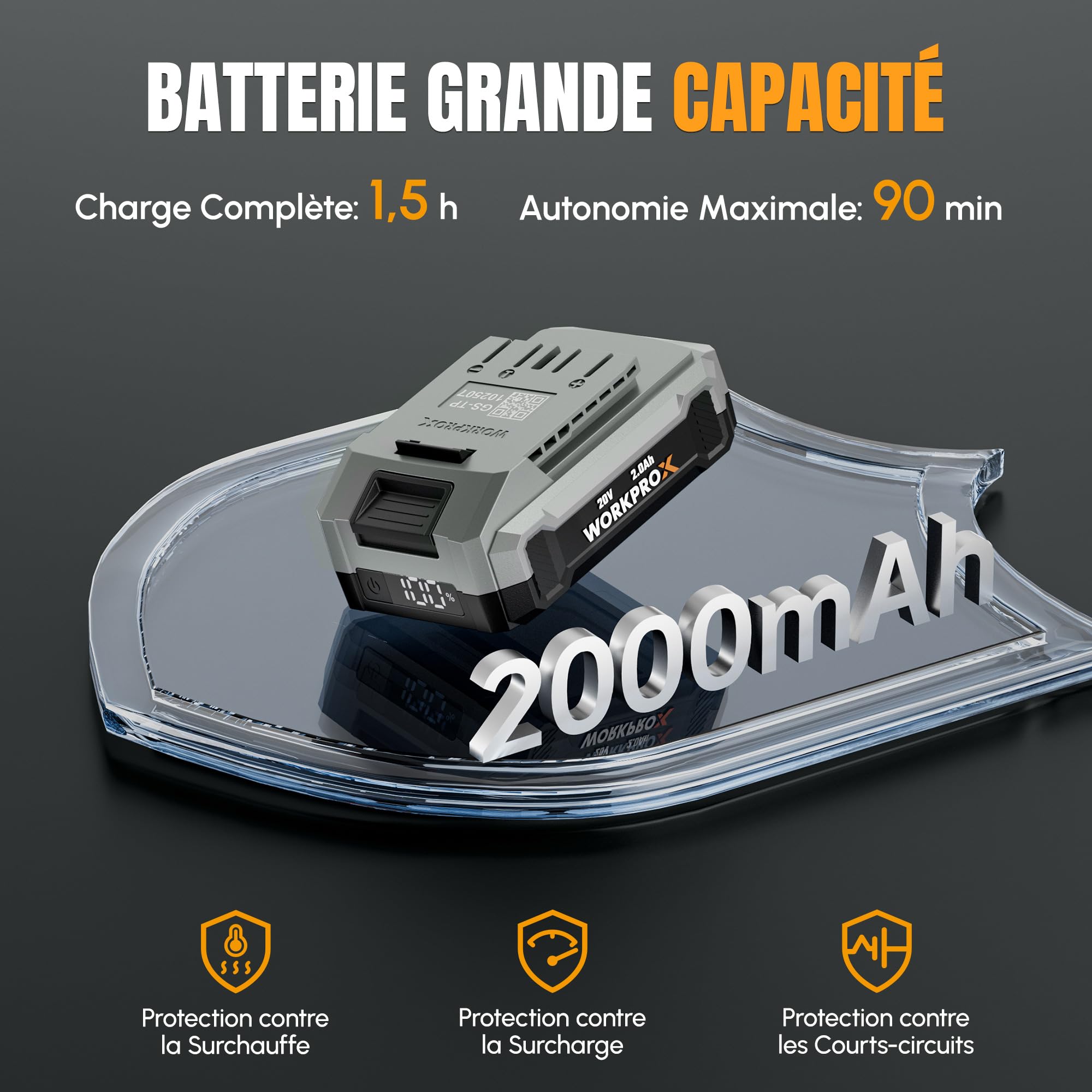 WORKPROX Pistolet à Colle Chaude Sans Fil 20V avec Batterie & Chargeur | Chauffage Rapide, Arrêt Automatique, 20 Bâtons de Colle 11×150 mm pour Bricolage, Artisanat et Réparations Rapides