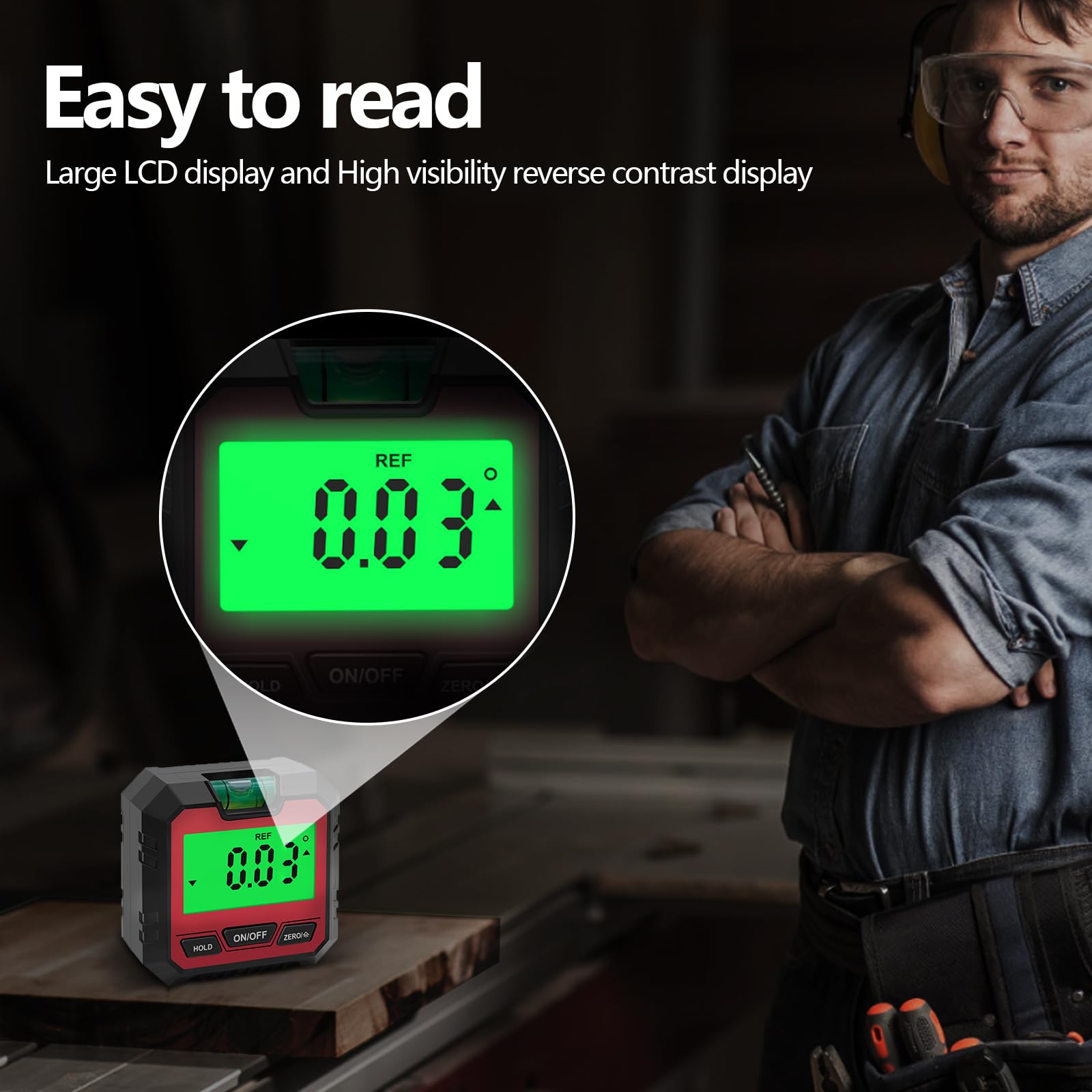 Niveau Numérique Magnétique 4 Faces - Inclinomètre électronique LCD, Précis à ±0.2°, Rechargeable USB