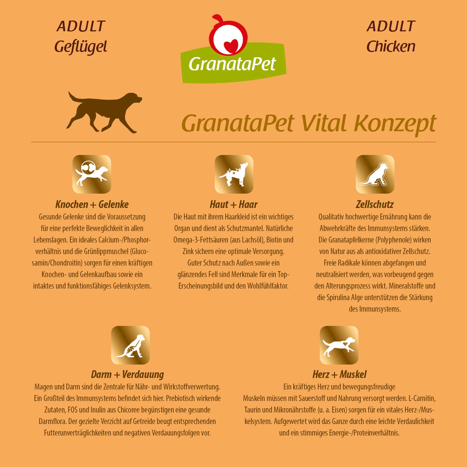 GranataPet Liebling's Mahlzeit Adult Geflügel, Trockenfutter für Hunde, Hundefutter ohne Getreide & ohne Zuckerzusätze, Alleinfuttermittel, 10 kg