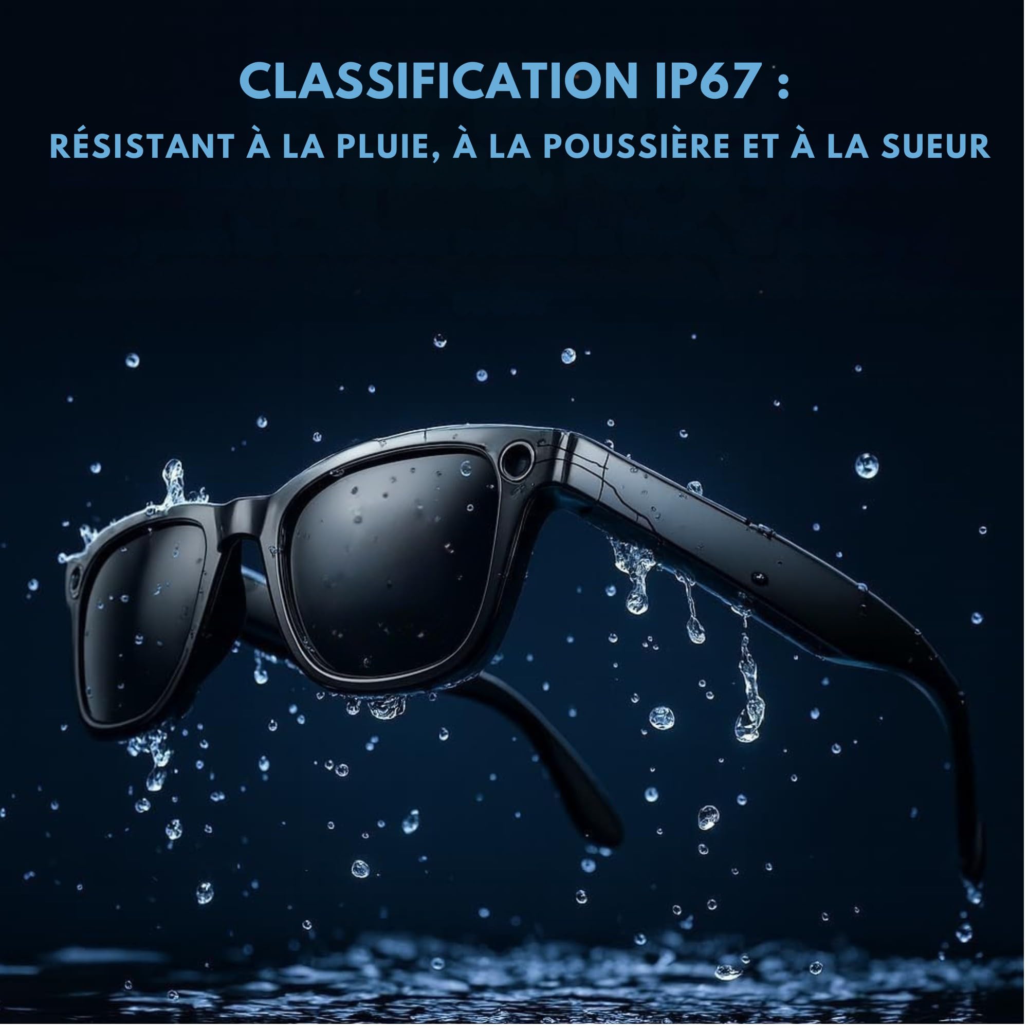 smartia Lunettes de Soleil intelligentes avec Camera, modèle 2026 et APP en françois Incluse, Lunettes Bluetooth Son Hi-FI, IA GPT intégrée avec Traduction dans +100 Langues, Camera 8MP Full HD