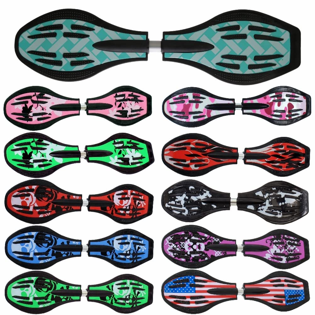 Waveboard Original Funtomia mit ABEC9 Kugellager inkl. Tasche (Verschiedene Farbdesigns) (Türkis/Flechte)