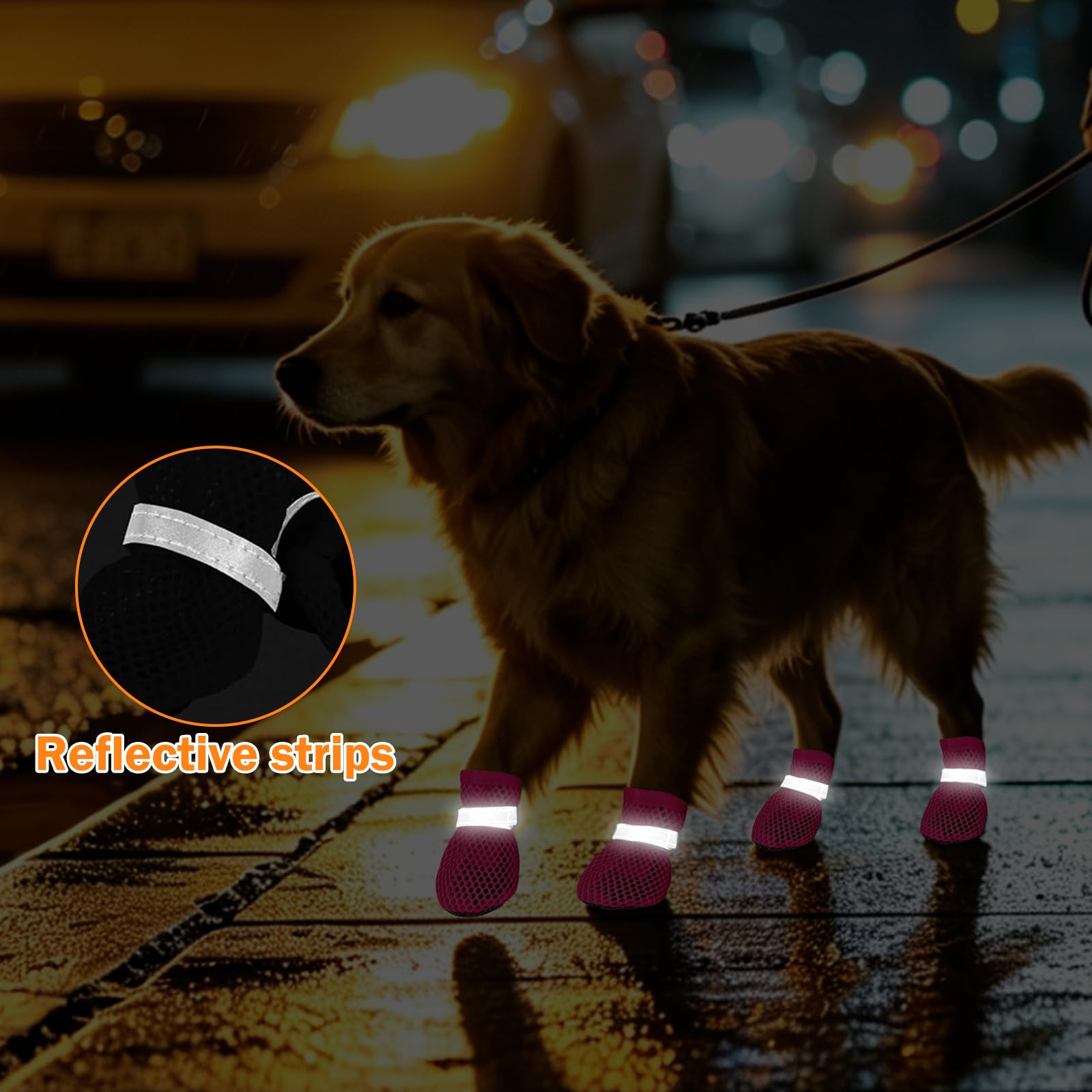 4 PCS Bottes de Protection Chien, Botte Chien Ete, Chaussures pour Chiens été, Respirant Et Confortable, Convient à Une Utilisation Intérieure Et Extérieure en Ete/Rose M