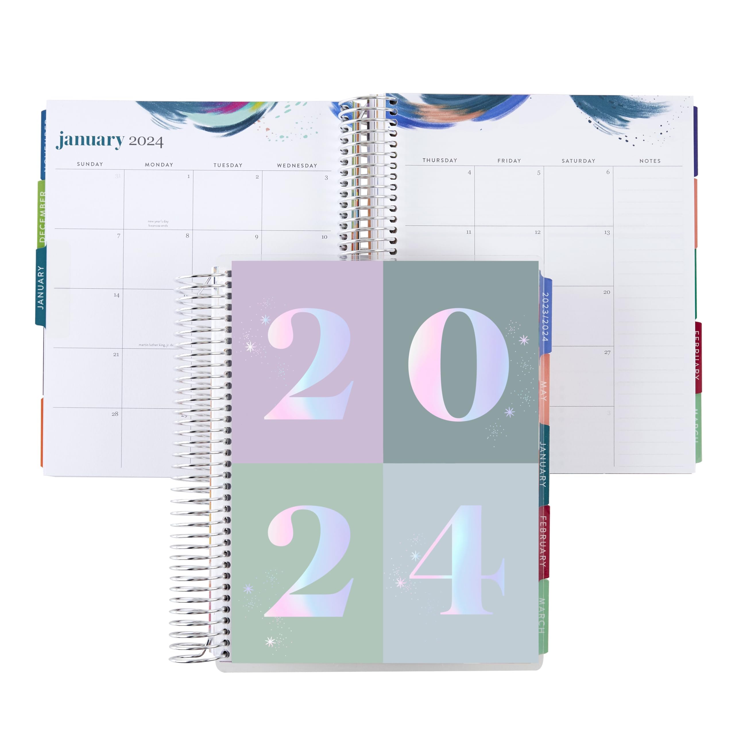 Photo 1 of Erin Condren 7x9 Coiled Monthly Planner (January 2024 - December 2024) (Inspire theme, 2024 New Year metallic cover) 2024 New Year Metallic (Jan 2024 - Dec 2024) Inspire theme