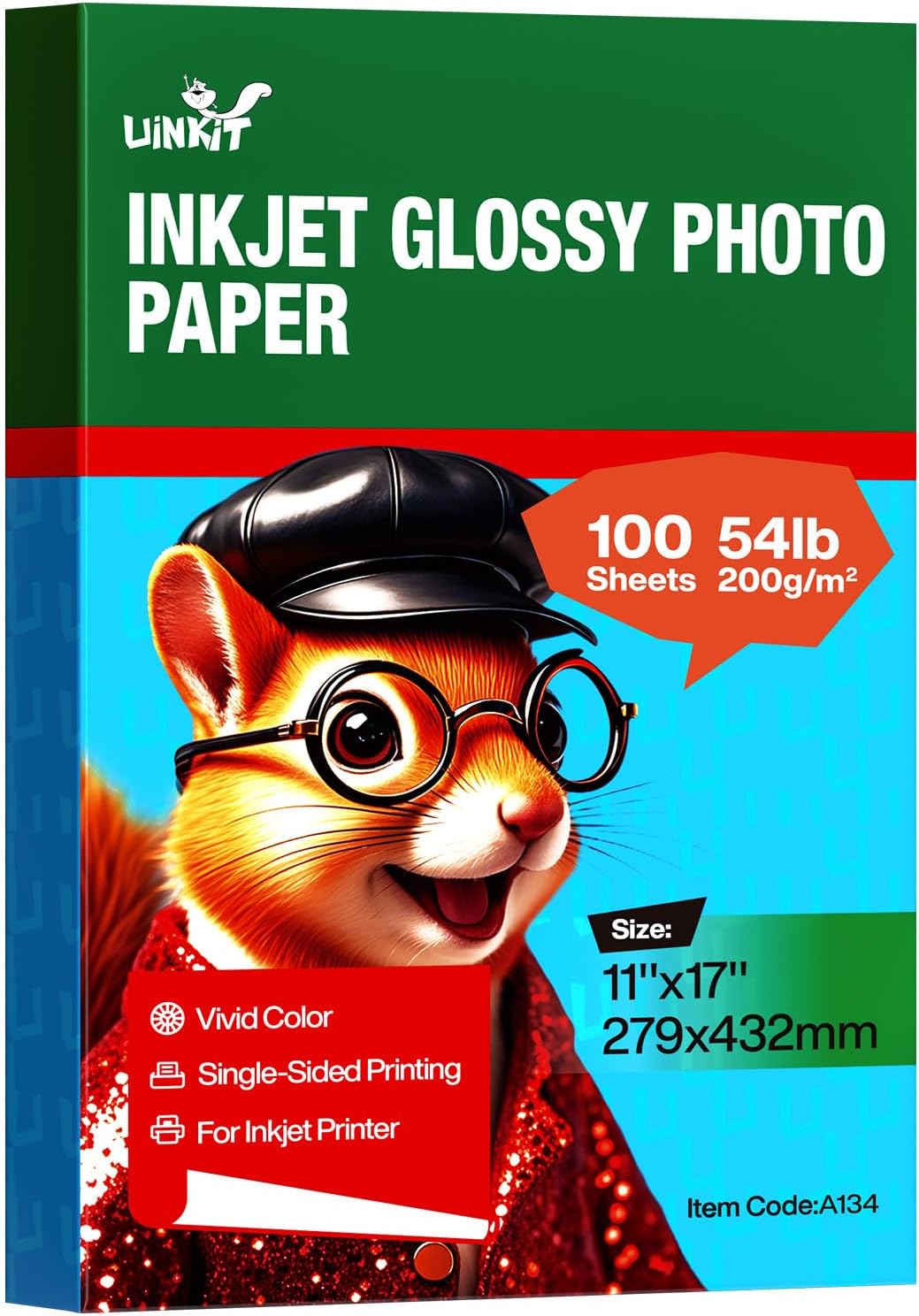 Uinkit 11x17 100 Sheets Photo Paper Glossy Inkjet 54lb Double Sided Print Poster Playbill Obituary Papers for Funerals Bulletin Gallery Show Photographic 11 x 17 Copy Printing A3 Value Packed
