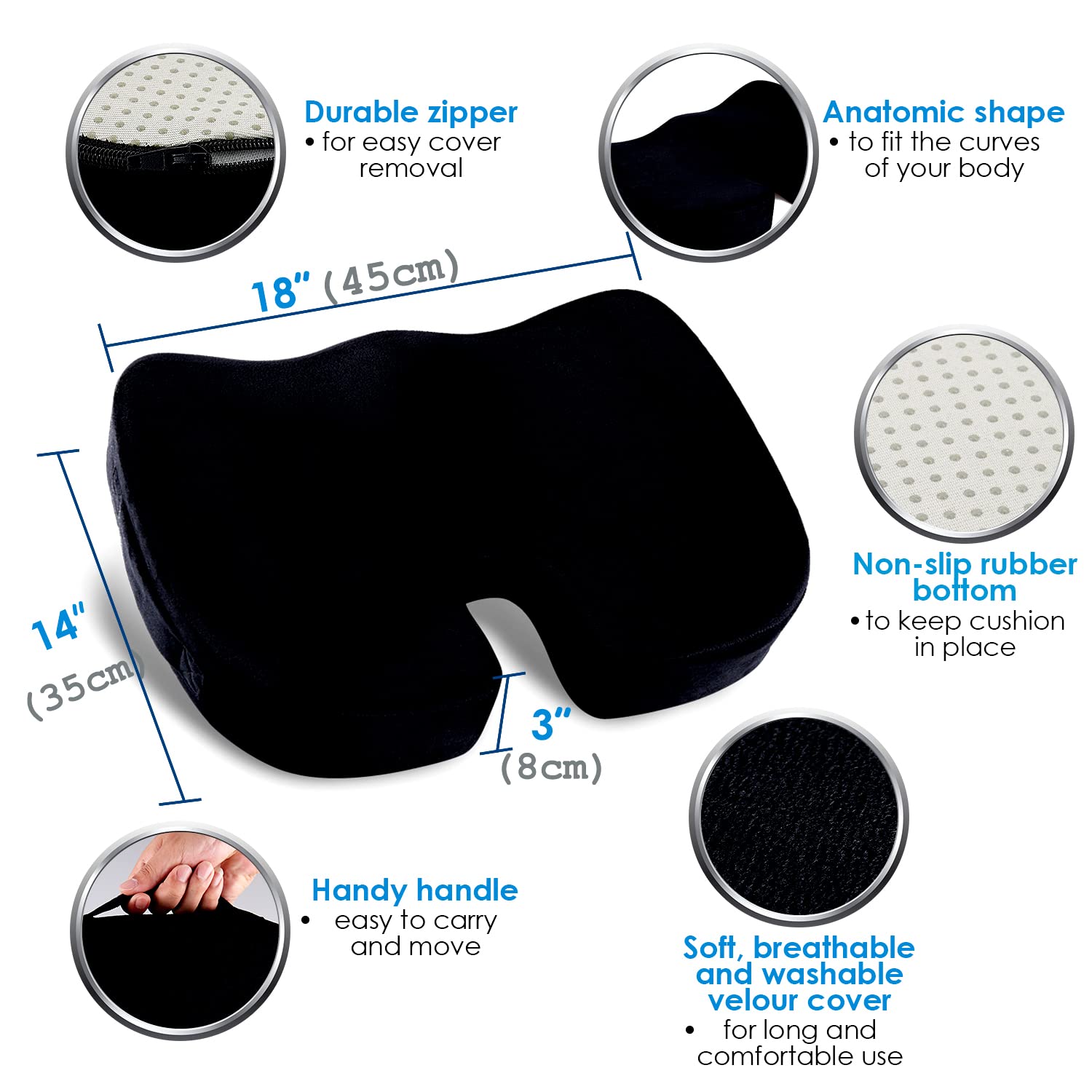 Buy Memory Foam Seat Cushion & Lumbar Support Pillow for Office Chair