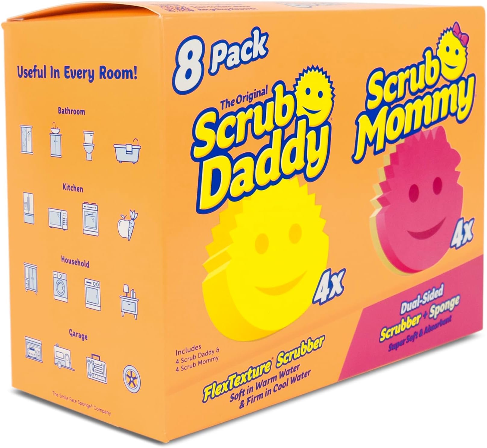 Original (4) + Scrub Mommy Kitchen Sponges (4) - Scratch-Free Dish Scrubber - Multipurpose Kitchen Cleaning Sponges - BPA Free Polymer Foam - Stain & Odor Resistant (8 Pack)