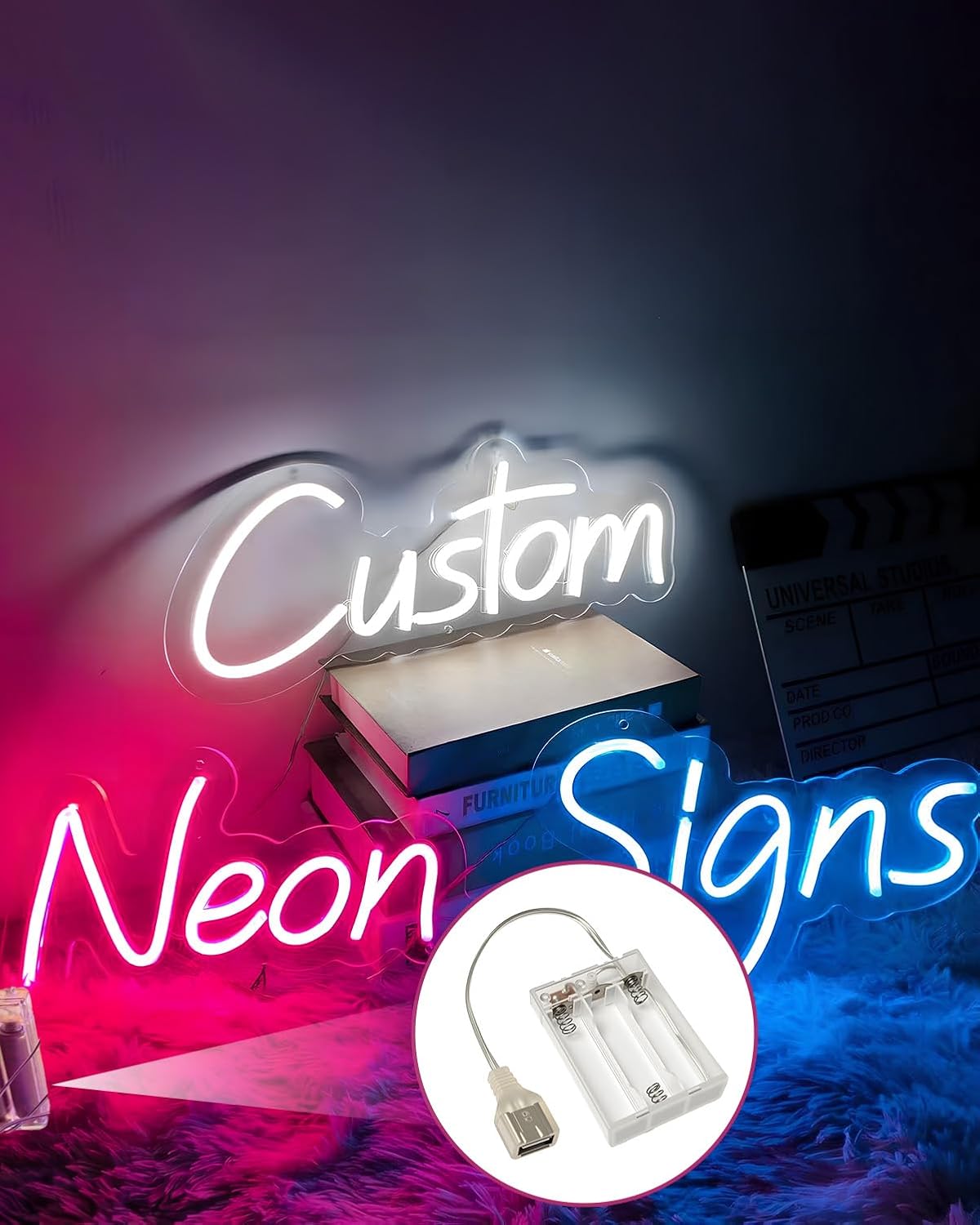 5V 3AA Battery Pack for LED Neon Signs with USB External Interface, Output USB Battery Pack for LED Lights, Suitable for Neon Signs, LED Strip, Fairy String, and Curtain Lights