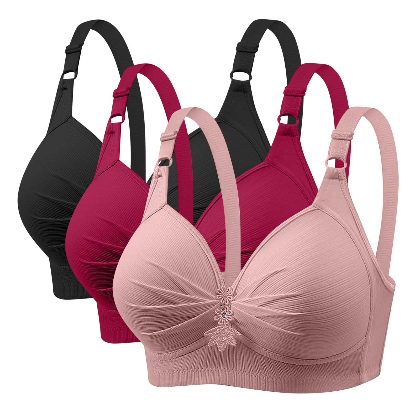 Women's Bras Multipack 3 Pack Non Wired Plus Size Push Up Ladies Bras Full Coverage Wireless Adjustable Straps Everday Bra Soft Comfort Padded Bra Bralettes Underwear