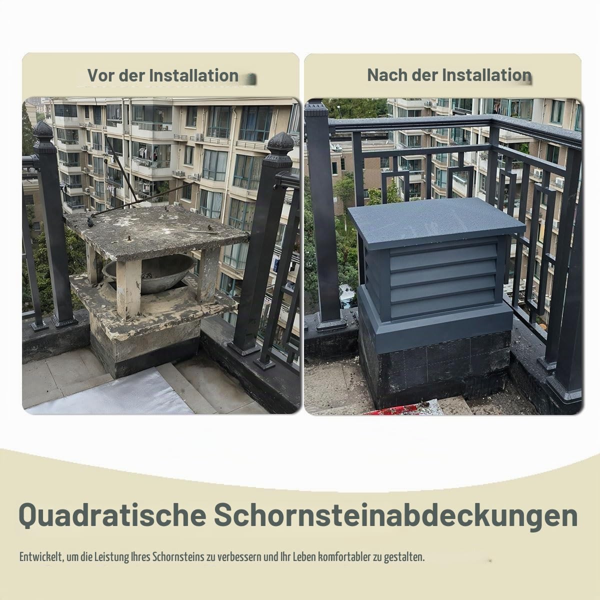 Schornsteinabdeckung aus Aluminiumlegierung, 25 30 35 cm Schornstein Regenhut Eckig, Kaminhaube mit Vogelschutz, Dach Entlüftungsabdeckung Wetterfest Rostfrei(30 cm)