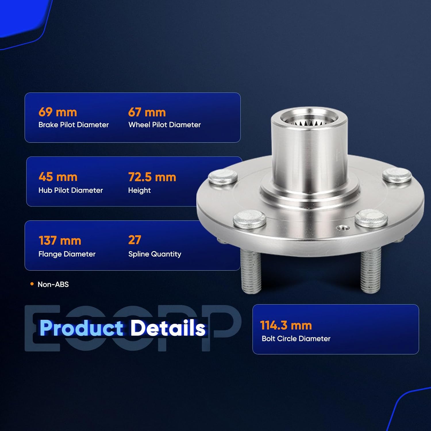 ECCPP 2pcs Front Wheel Hub Bearing Assembly 51750-3K100 2011-2013 For Hyundai Sonata Wheel Hub Front; Quantity needed per vehicle: 1, 2006-2009 For Hyundai Sonata Wheel Hub - Image 4