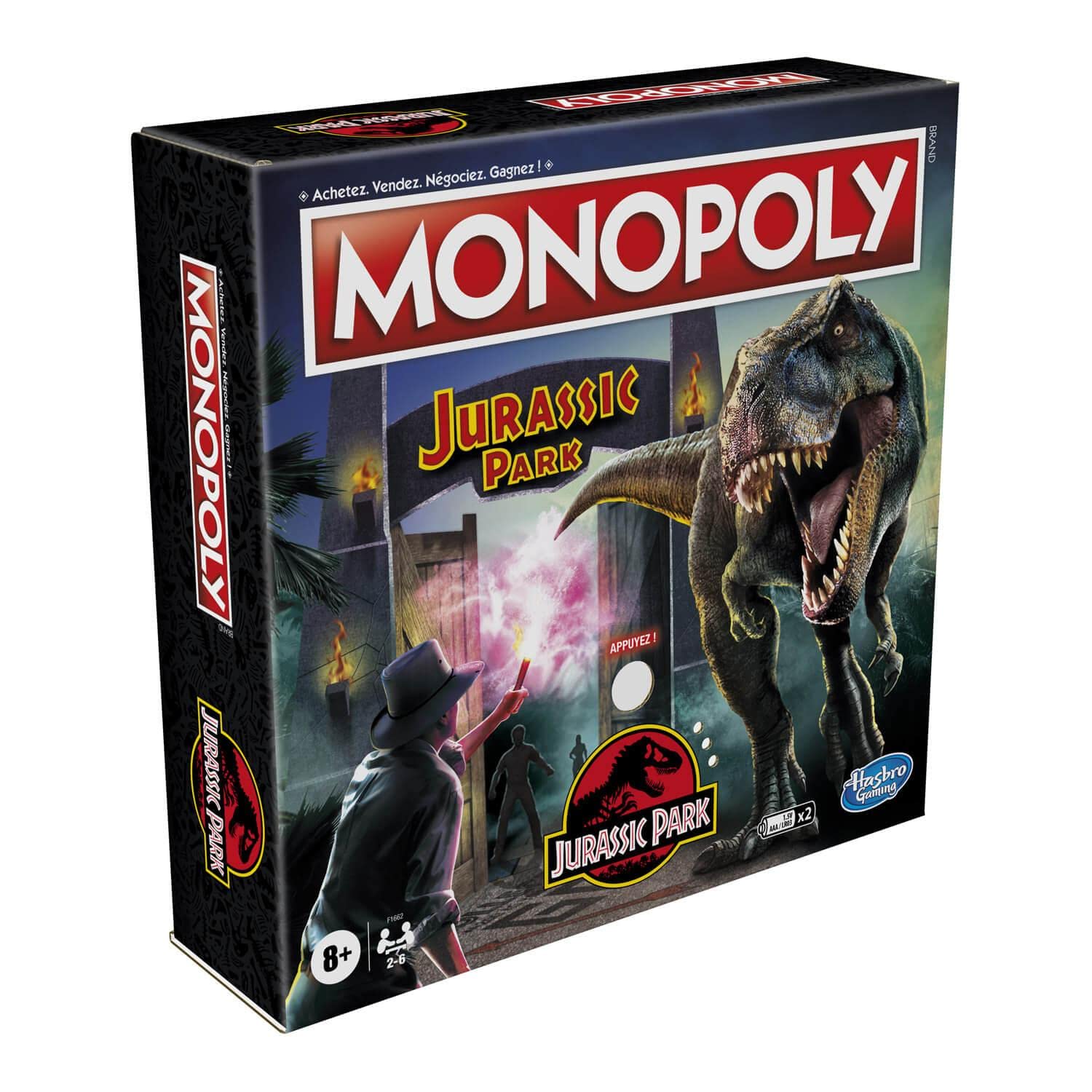 Monopoly : Jurassic Park Edition, gra planszowa dla dzieci, od 8 lat, wielokolorowa, L