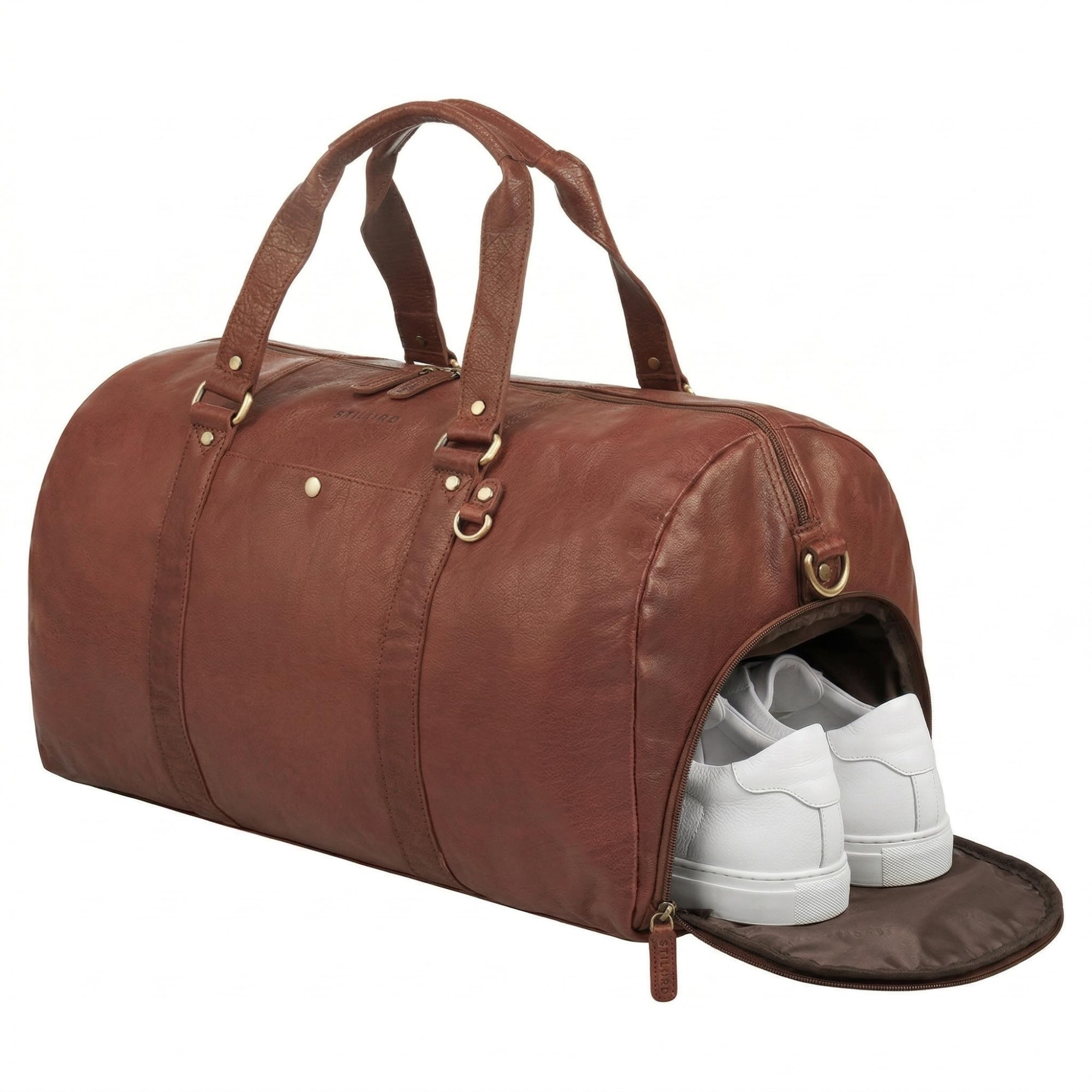 STILORD Ventura Robuste Leder Reisetasche Groß Herren Weekender mit Schuhfach - Handgepäck Tasche 40L Duffle Bag zum Umhängen Vintage Sporttasche Echtleder für Reise & Fitness Farbe:maraska - braun