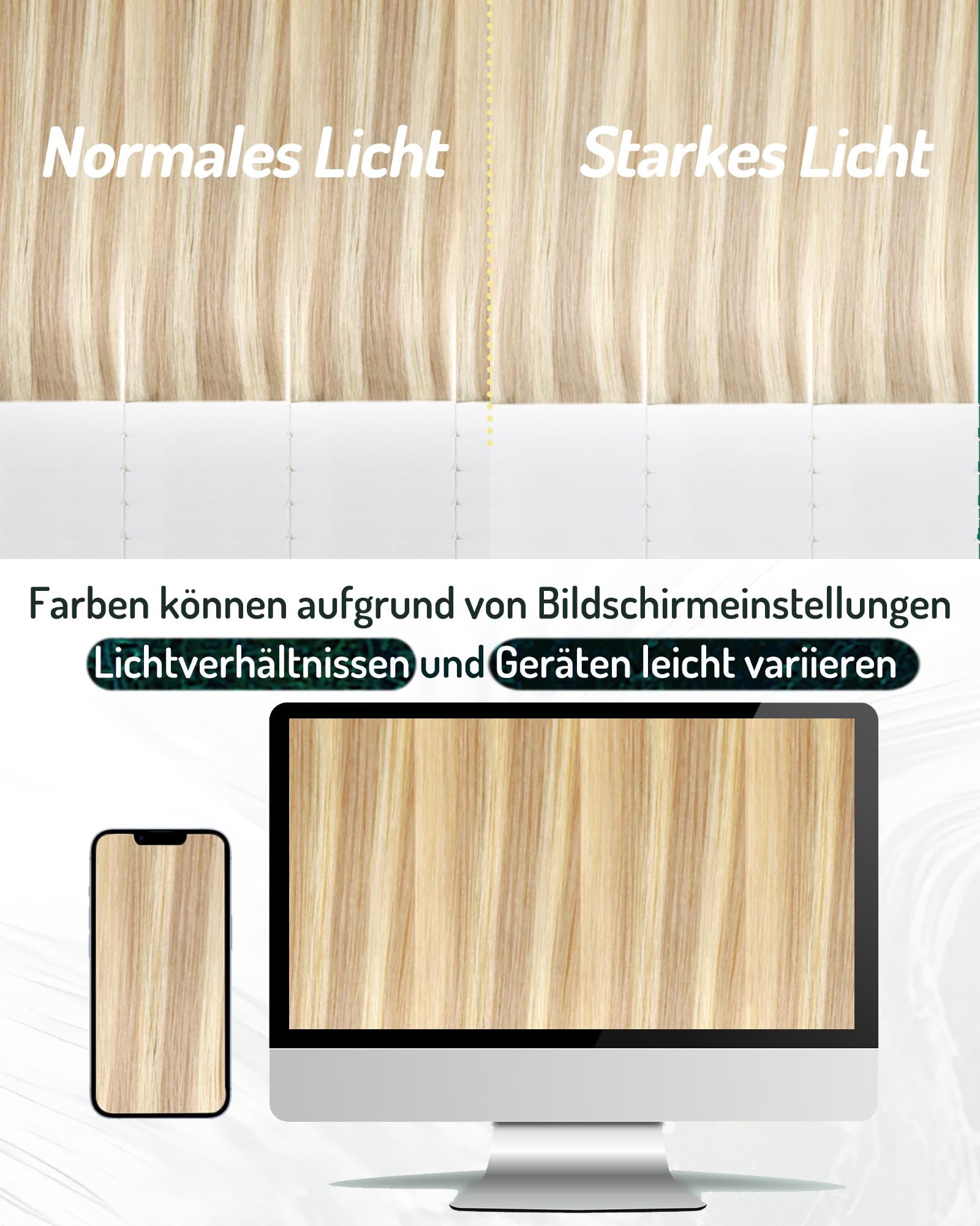 RUNATURE Extensions Echthaar Tape Blond 50cm 20pcs 50g #8P60 unsichtbar