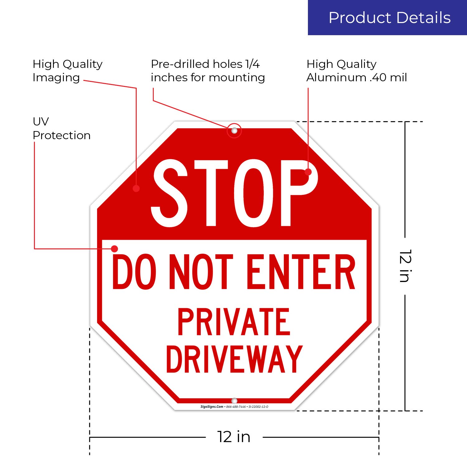 12x12 Inch Driveway Sign Private Driveway Do Not Enter Sign - 12x12 ...