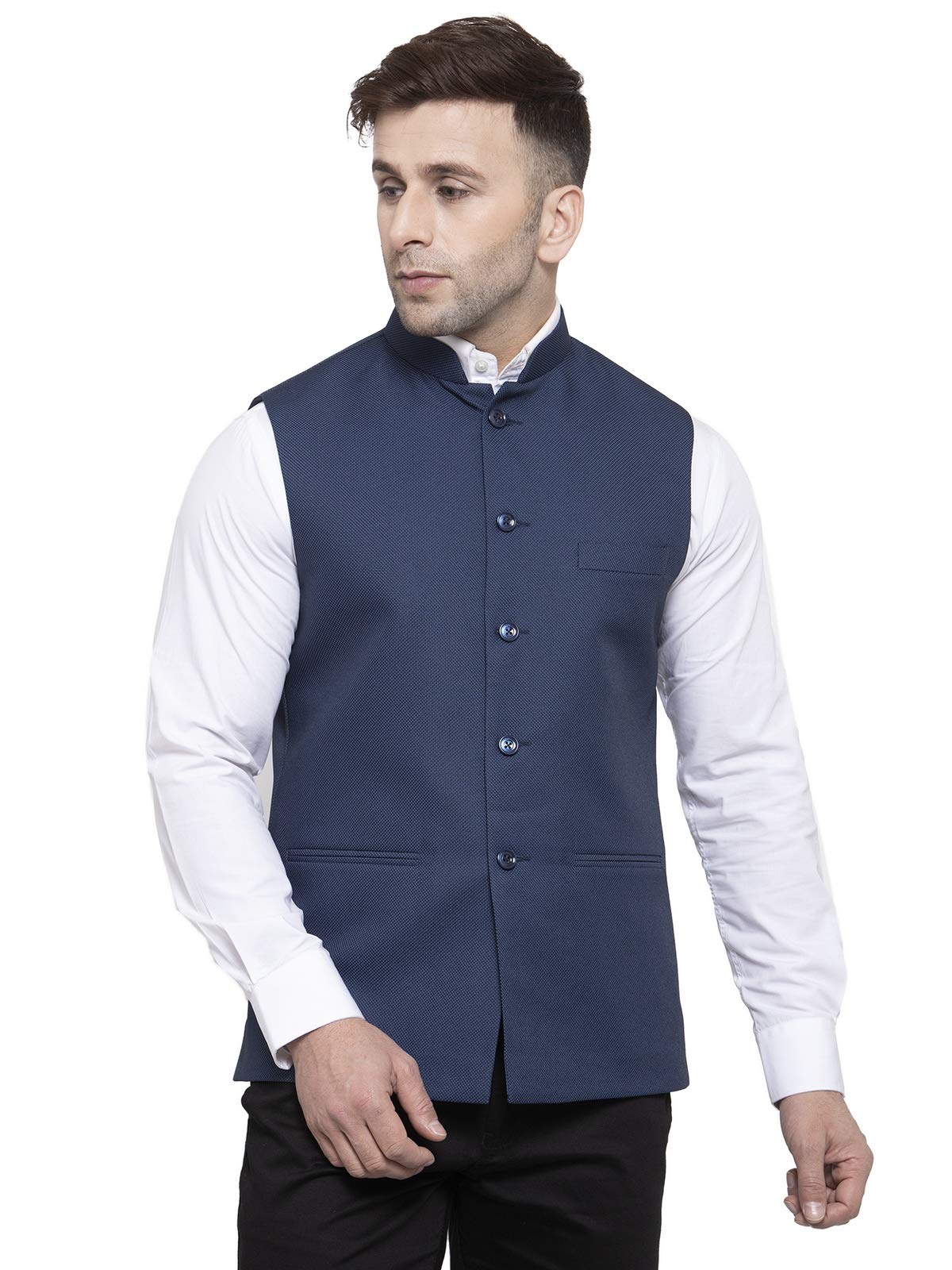 Men's Poly Cotton Festive and Casual Nehru Jacket Vest Waistcoat