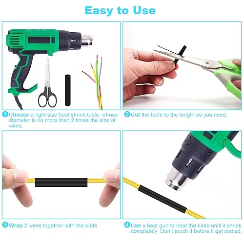 Miniatura 5 de Kit de 900 piezas de tubos termorretráctiles de alambre, tubos termorretráctiles industriales para cables, envoltura termorretráctil de grado marino